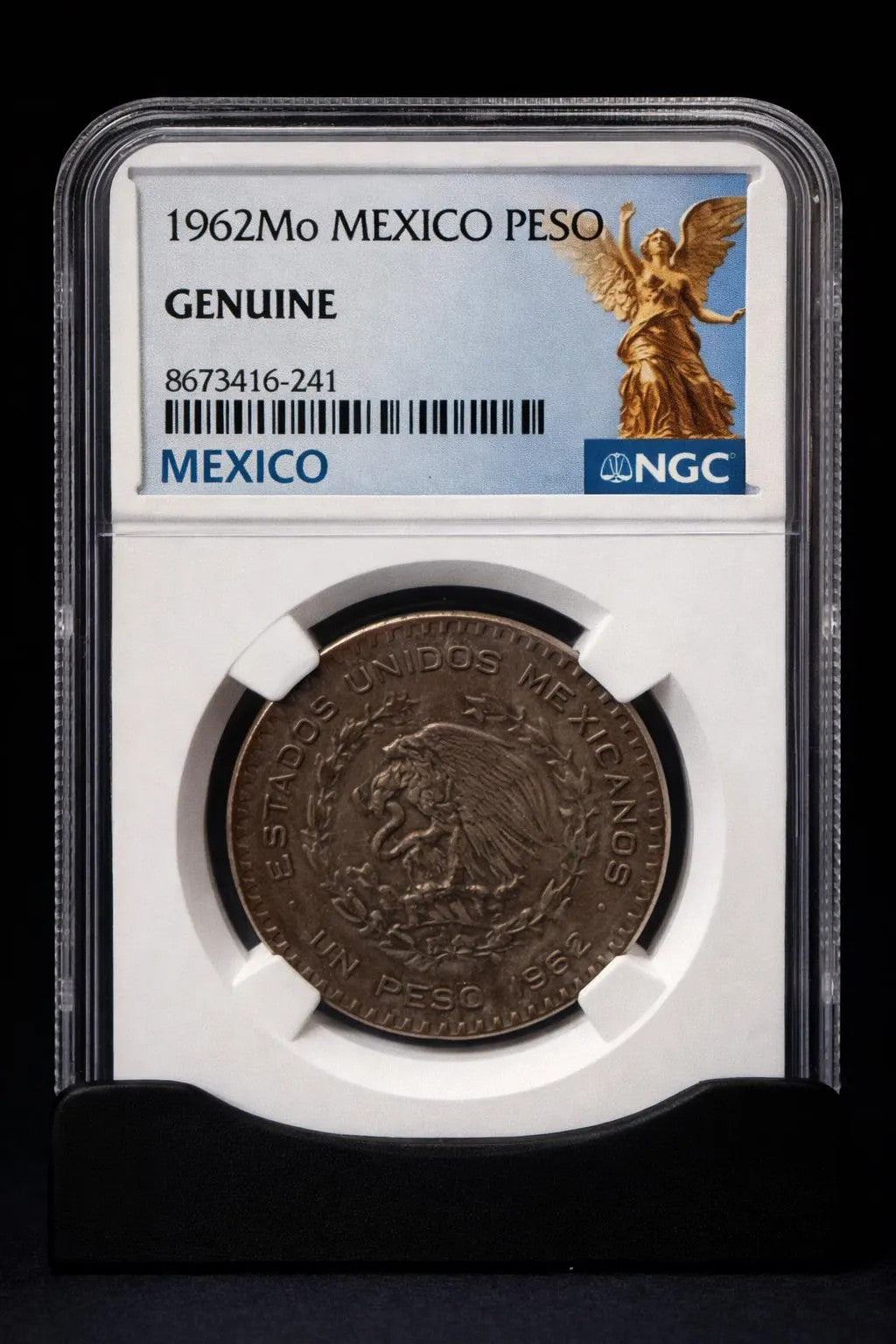 1962 Mo Mexico Peso NGC Genuine Silver Coin Mexican 1 Peso .720