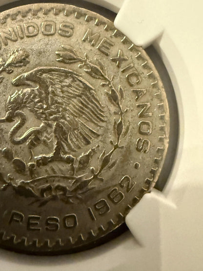 1962 Mo Mexico Peso NGC Genuine Silver Coin Mexican 1 Peso .720