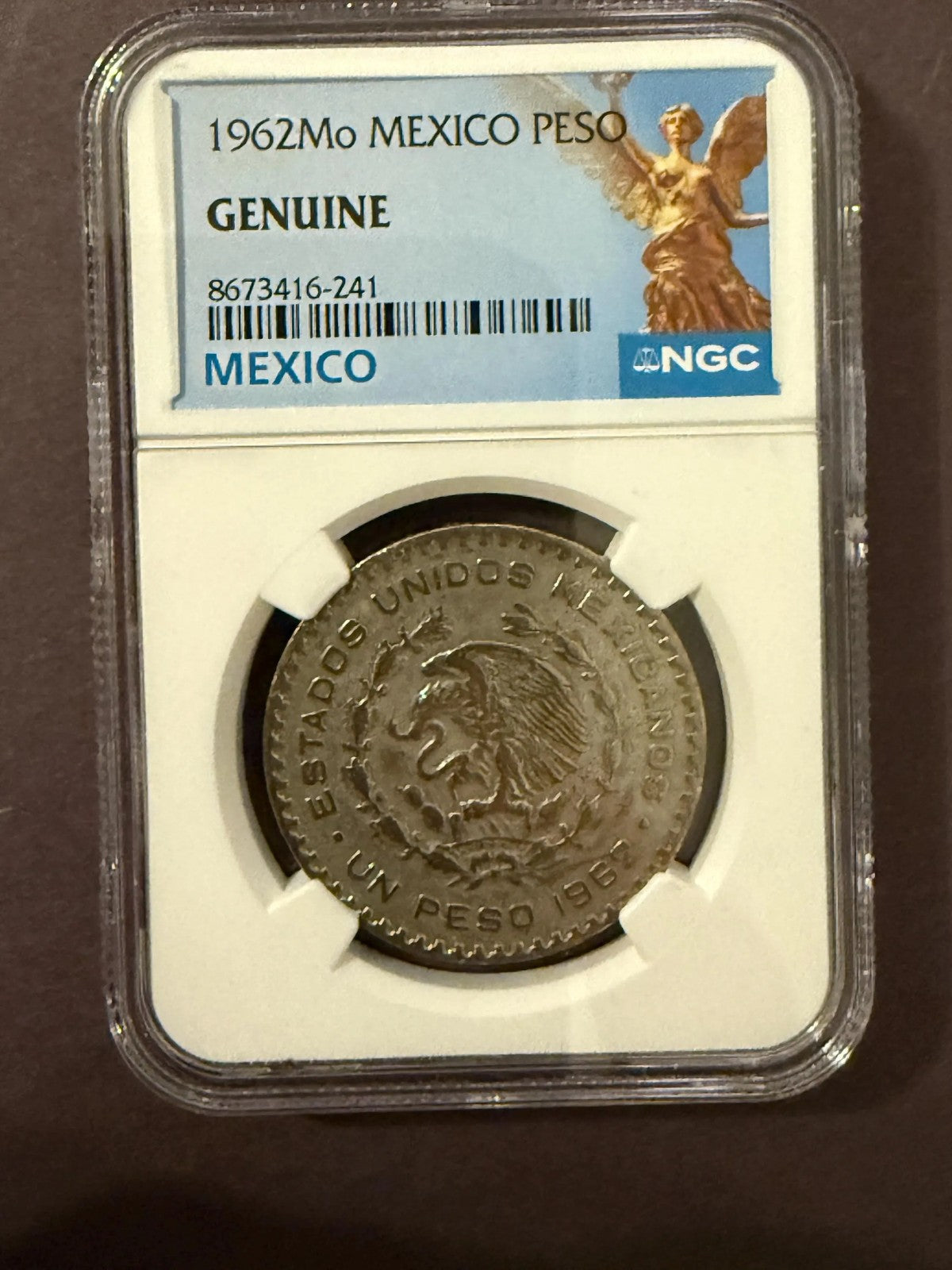 1962 Mo Mexico Peso NGC Genuine Silver Coin Mexican 1 Peso .720
