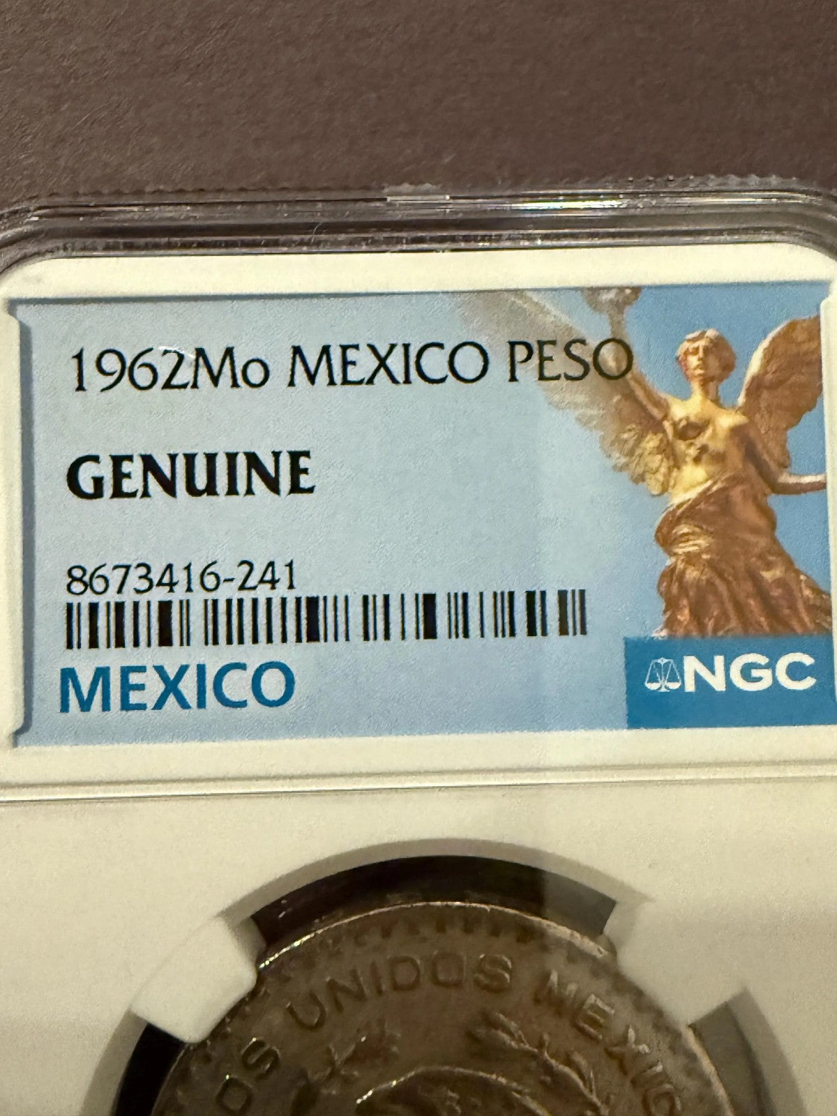 1962 Mo Mexico Peso NGC Genuine Silver Coin Mexican 1 Peso .720