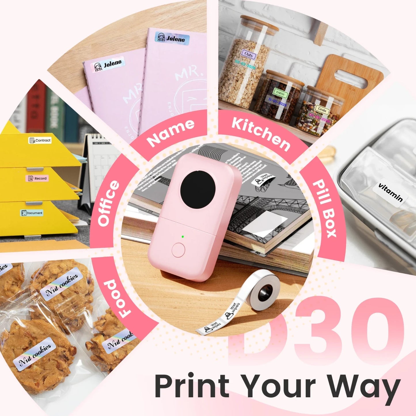 Phomemo D30 Bluetooth Label Maker Portable Inkless Thermal Printer