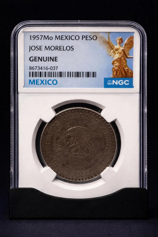 1957 Mo Mexico 1 Peso Silver Jose Morelos NGC Genuine Certified Coin