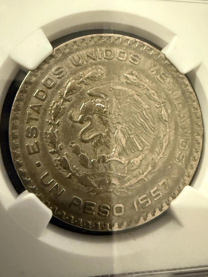 1957 Mo Mexico 1 Peso Silver Jose Morelos NGC Genuine Certified Coin