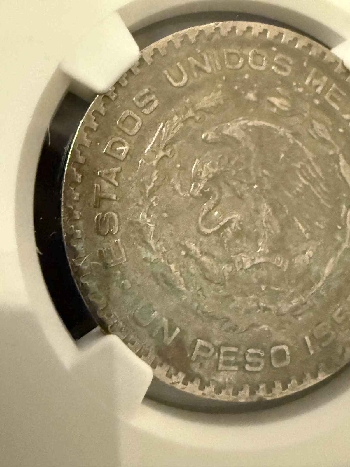 1957 Mo Mexico Silver Peso Jose Morelos NGC Genuine .720 Silver Coin