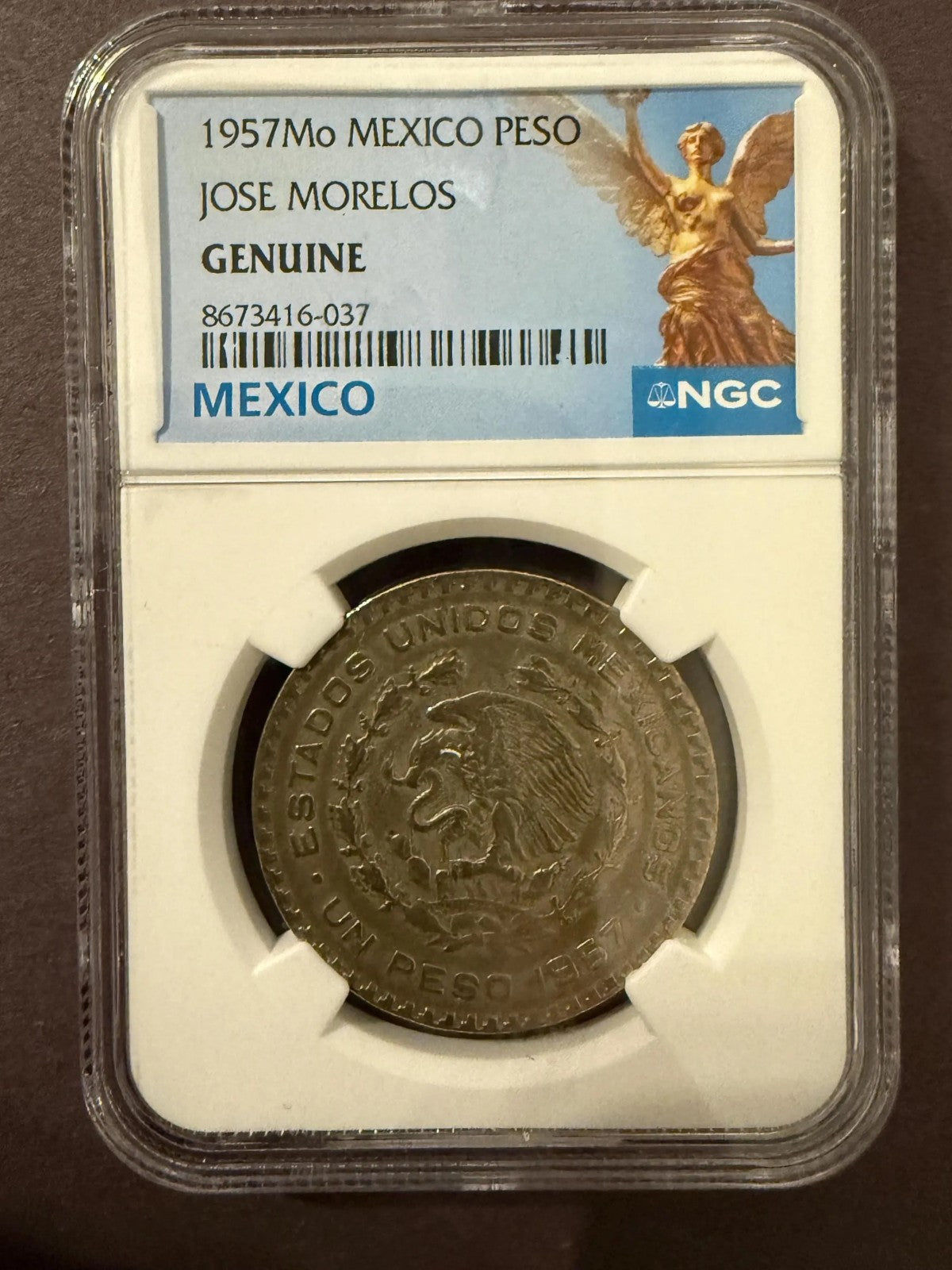 1957 Mo Mexico 1 Peso Silver Jose Morelos NGC Genuine Certified Coin