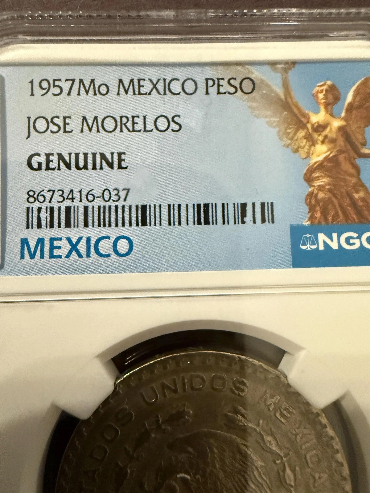 1957 Mo Mexico 1 Peso Silver Jose Morelos NGC Genuine Certified Coin