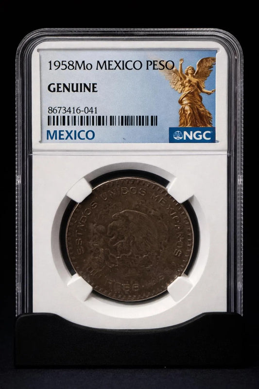1958 Mo Mexico Peso NGC Genuine Silver Coin Historical Mexican Coin