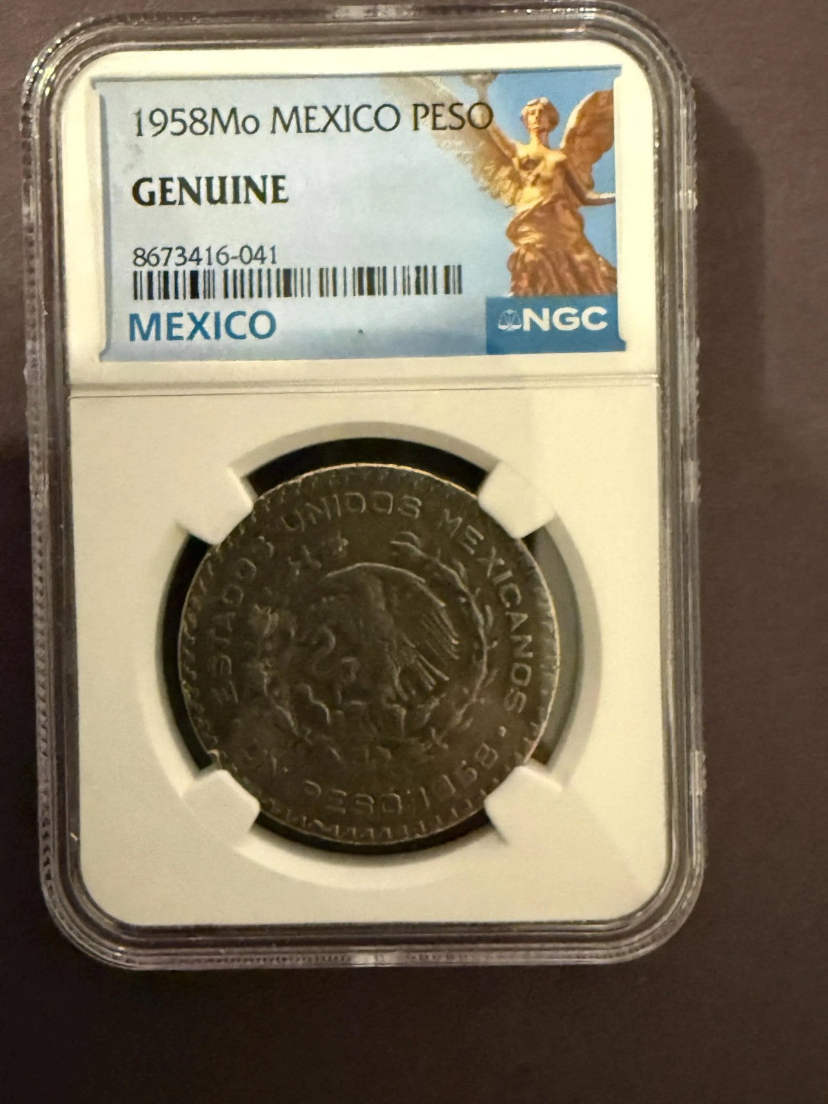 1958 Mo Mexico Peso NGC Genuine Silver Coin Historical Mexican Coin