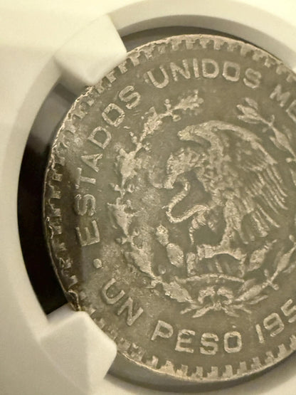 1958 Mo Mexico Peso NGC Genuine Silver Coin Historical Mexican Coin