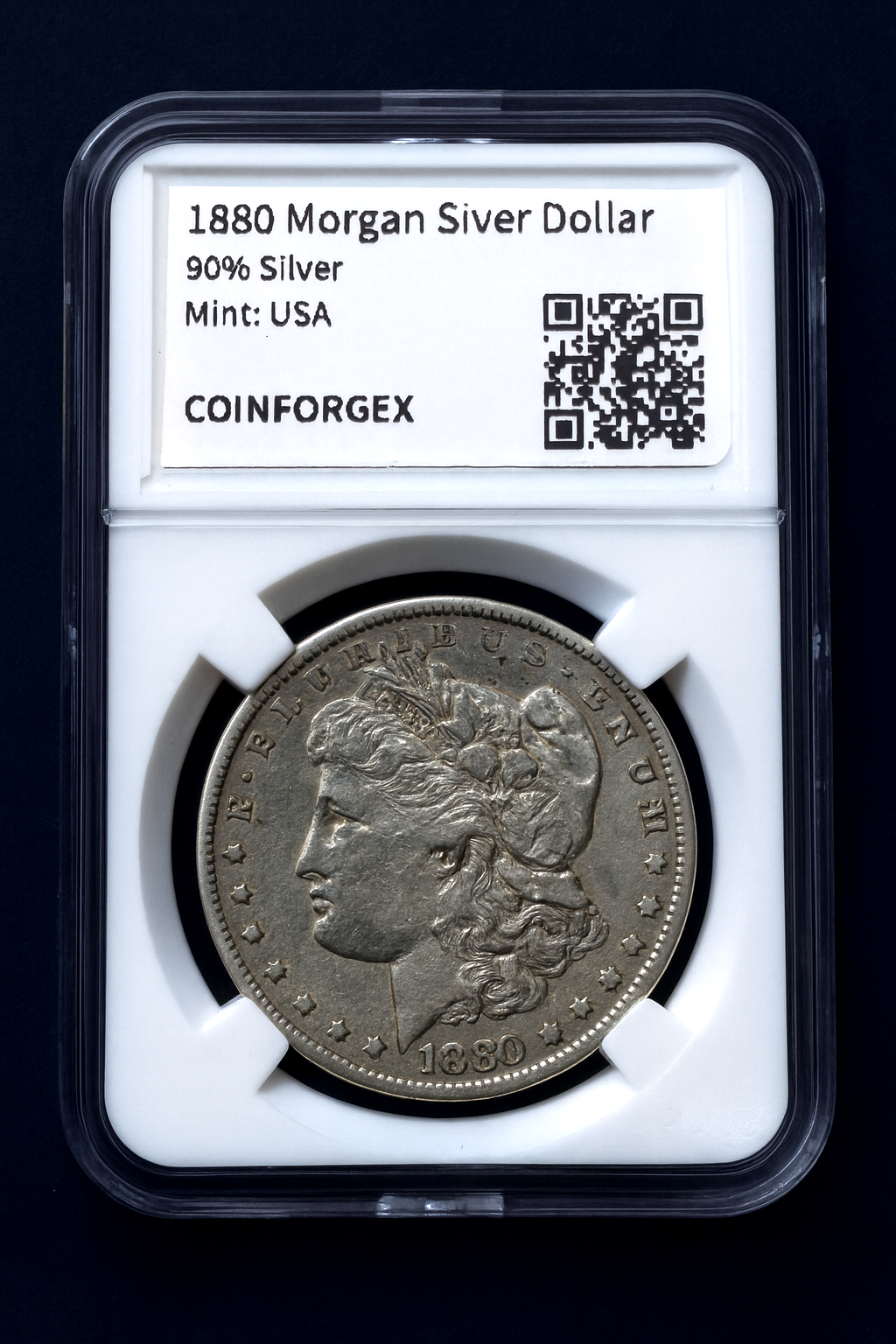 1880 Morgan Silver Dollar 90% Silver Custom Holder Collectible US Coin