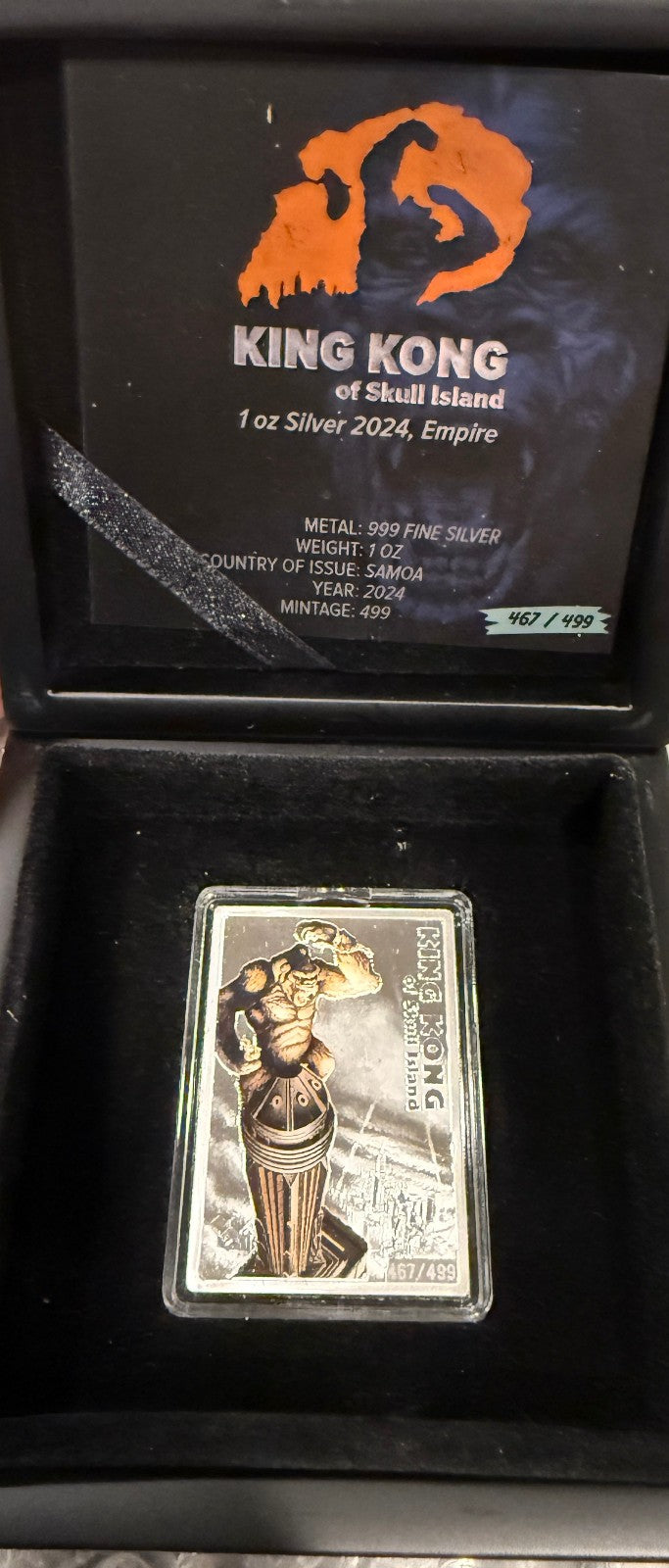 2024 King Kong Skull Island 1oz .999 Silver Colorized Samoa Coin