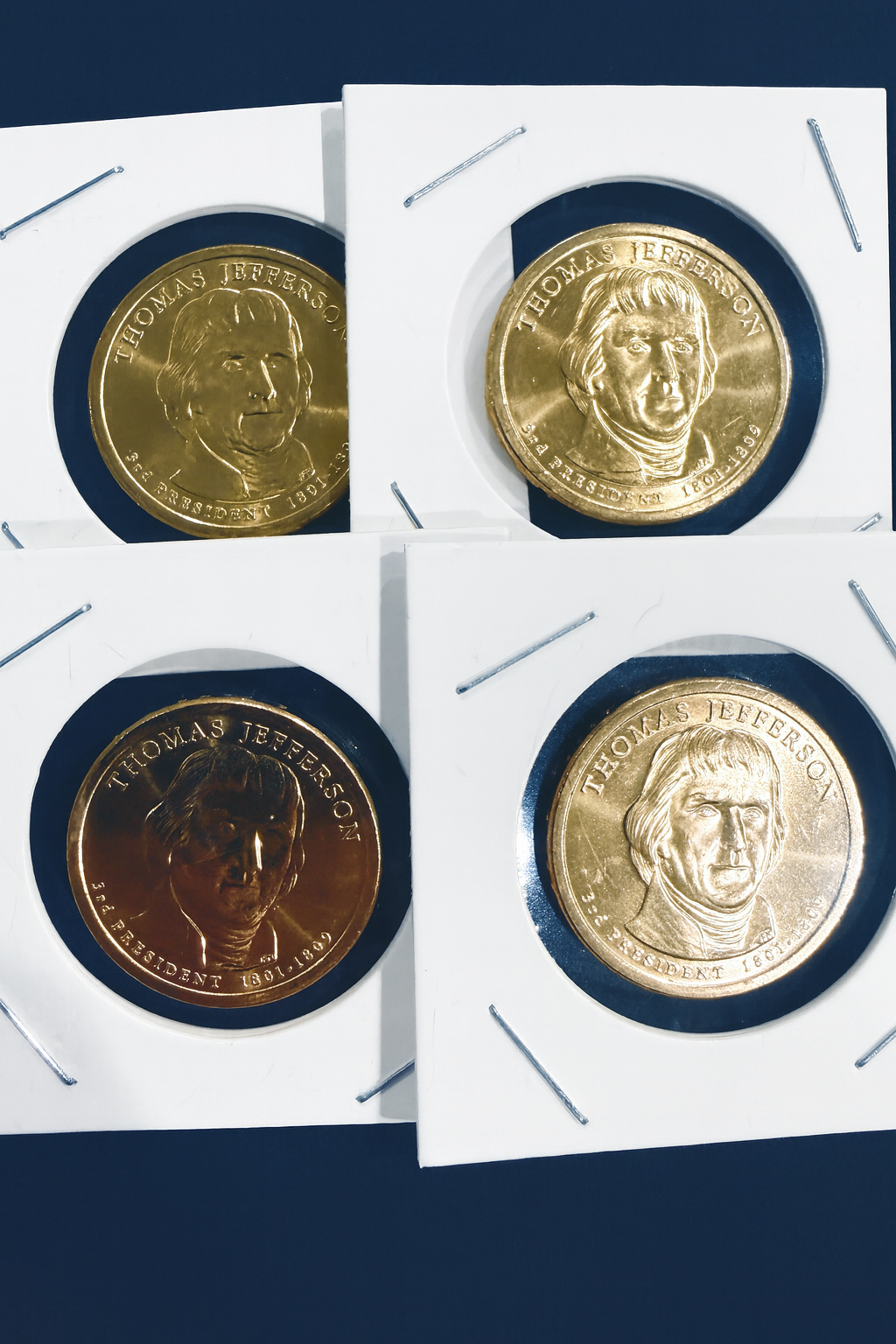 4 Pack Thomas Jefferson Presidential Dollar Liberty Reverse US Mint Coins