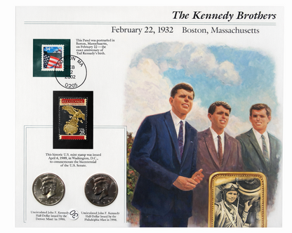 JFK Kennedy Stamp Coin Panel Collection 6 Pack Commemorative Set USA