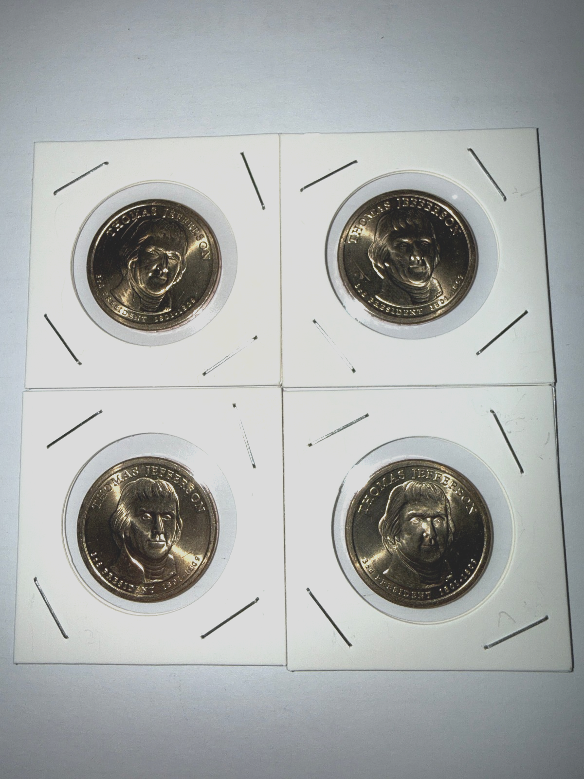 4 Pack Thomas Jefferson Presidential Dollar Liberty Reverse US Mint Coins