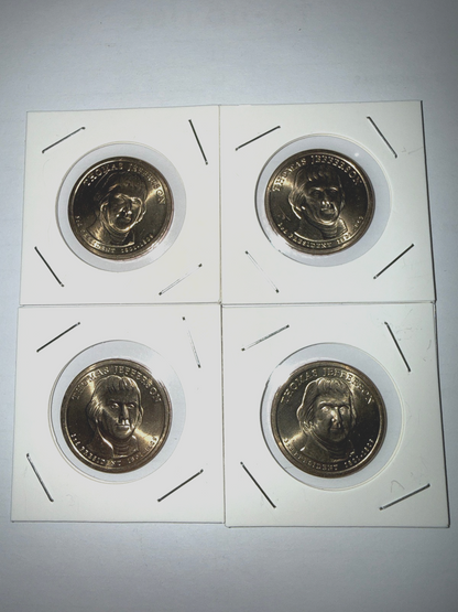 4 Pack Thomas Jefferson Presidential Dollar Liberty Reverse US Mint Coins
