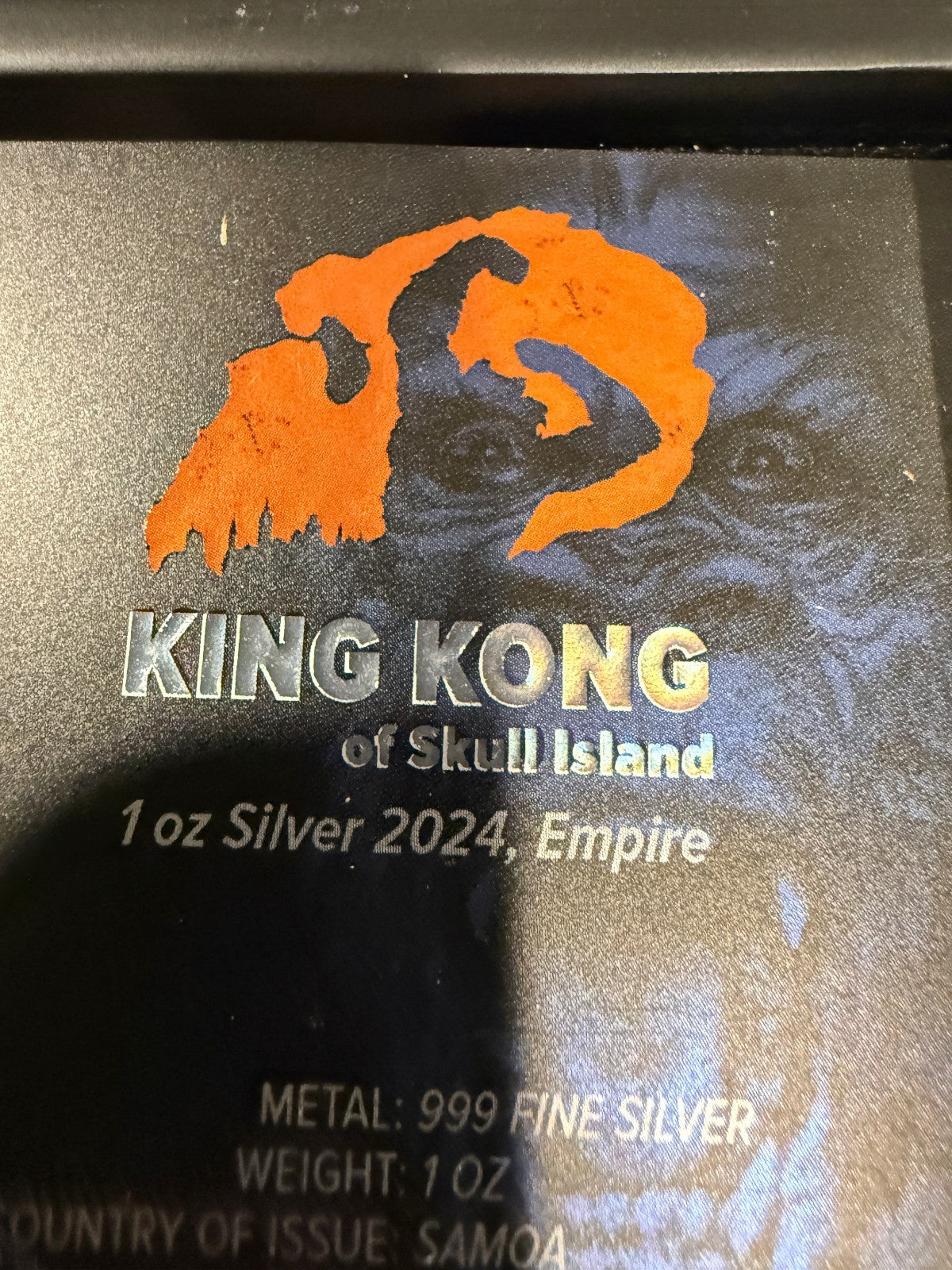 2024 King Kong Skull Island 1oz .999 Silver Colorized Samoa Coin
