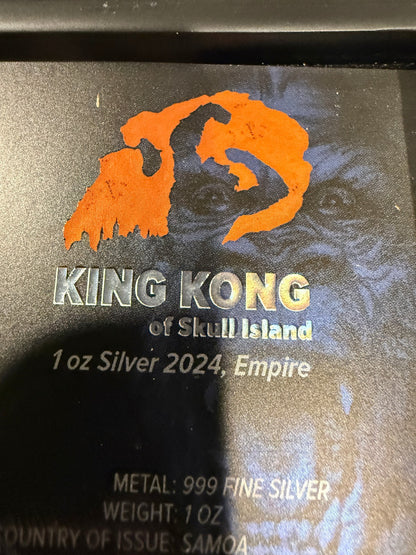2024 King Kong Skull Island 1oz .999 Silver Colorized Samoa Coin