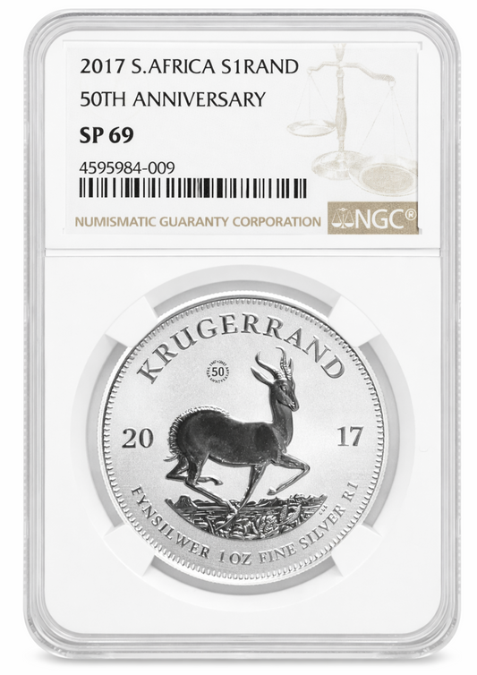2017 South Africa 1 Rand Krugerrand 50th Anniversary 1oz .999 Silver Coin