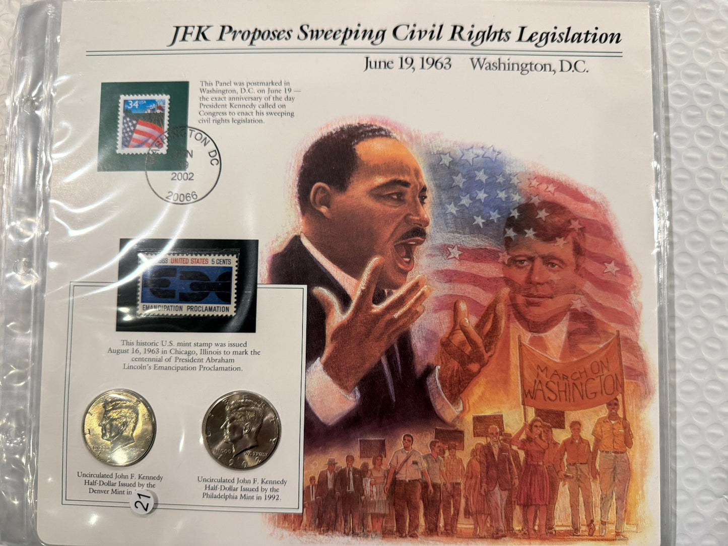 JFK Kennedy Stamp Coin Panel Collection 6 Pack Commemorative Set USA