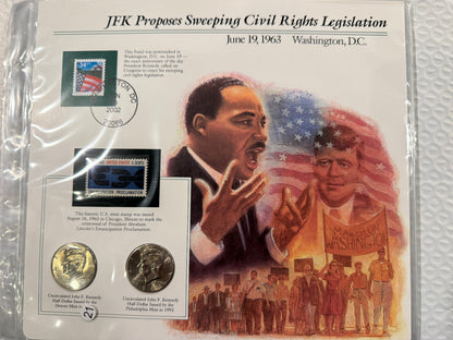 JFK Kennedy Stamp Coin Panel Collection 6 Pack Commemorative Set USA