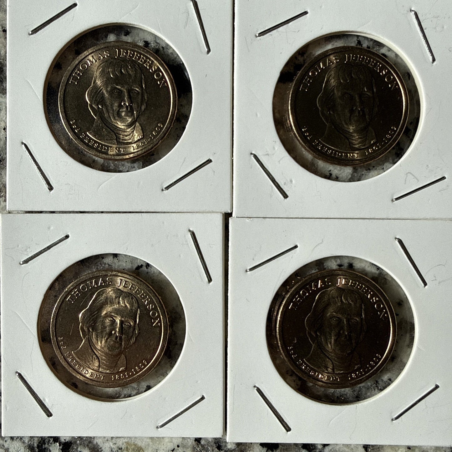 4 Pack Thomas Jefferson Presidential Dollar Liberty Reverse US Mint Coins