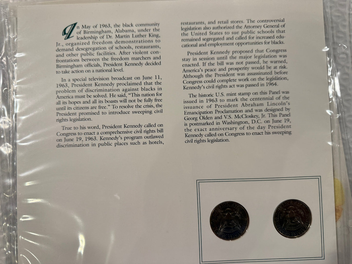 JFK Kennedy Stamp Coin Panel Collection 6 Pack Commemorative Set USA