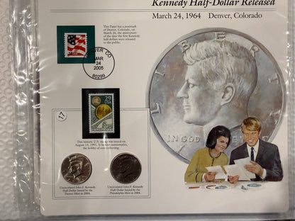 JFK Kennedy Stamp Coin Panel Collection 6 Pack Commemorative Set USA