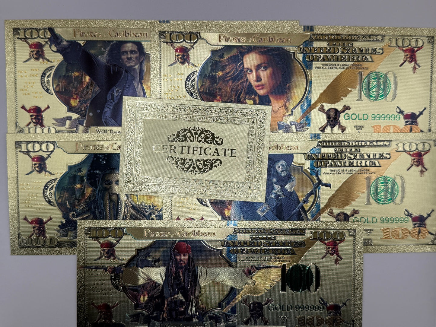 Pirates of the Caribbean Gold Foil $100 Bill Non Currency Collectible