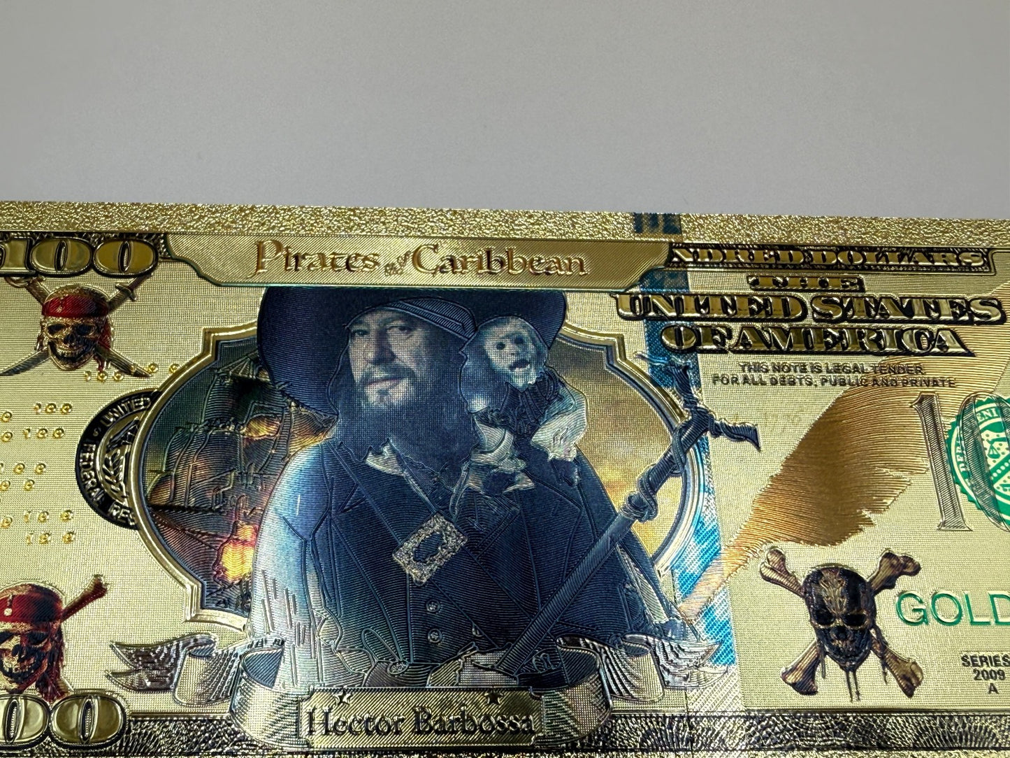 Pirates of the Caribbean Gold Foil $100 Bill Non Currency Collectible