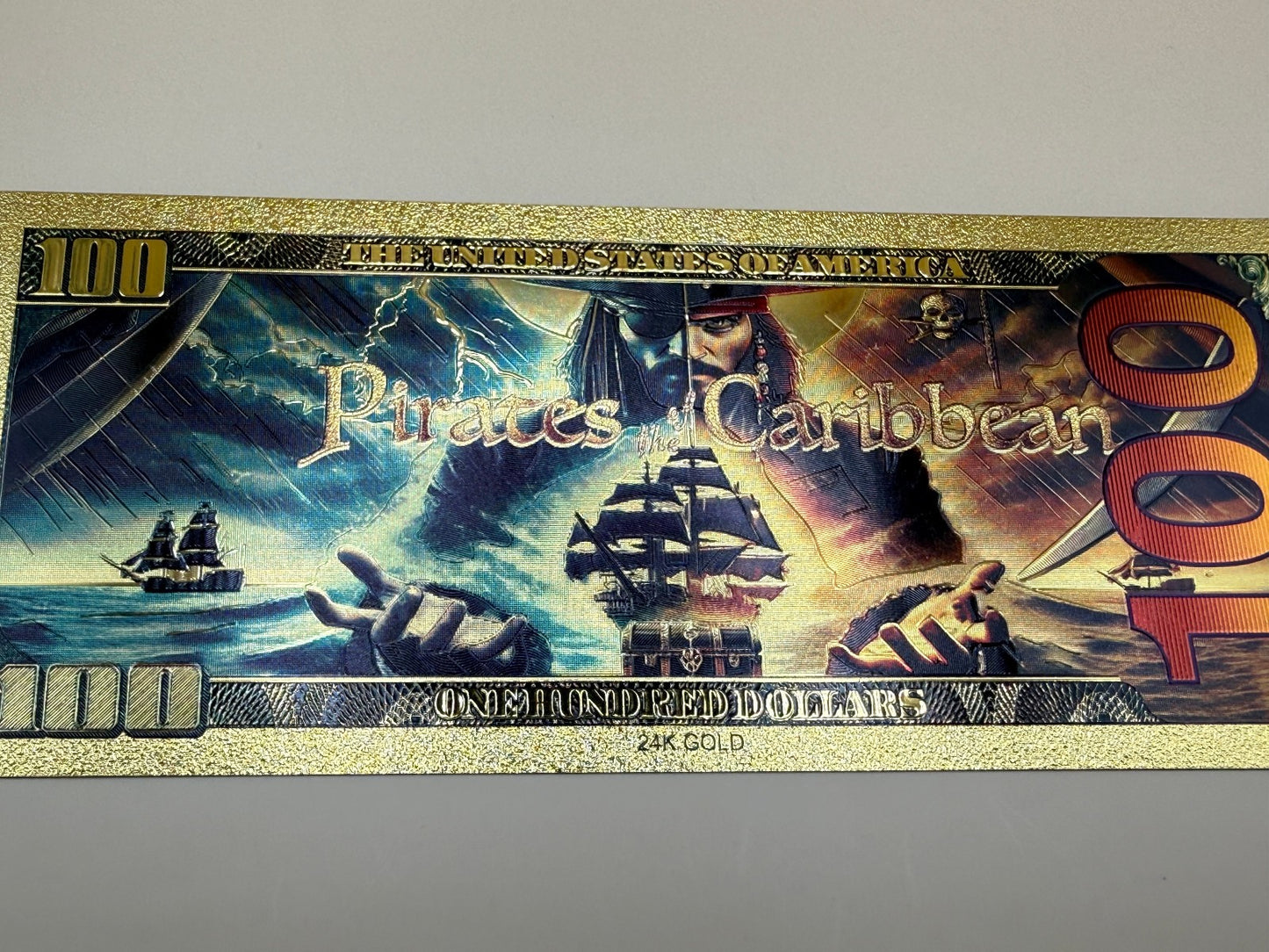 Pirates of the Caribbean Gold Foil $100 Bill Non Currency Collectible