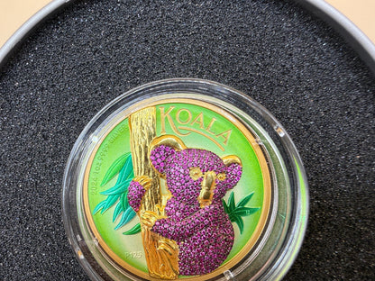 2024 Australia Koala 1 oz .9999 Silver Coin Purple Colorized Perth Mint