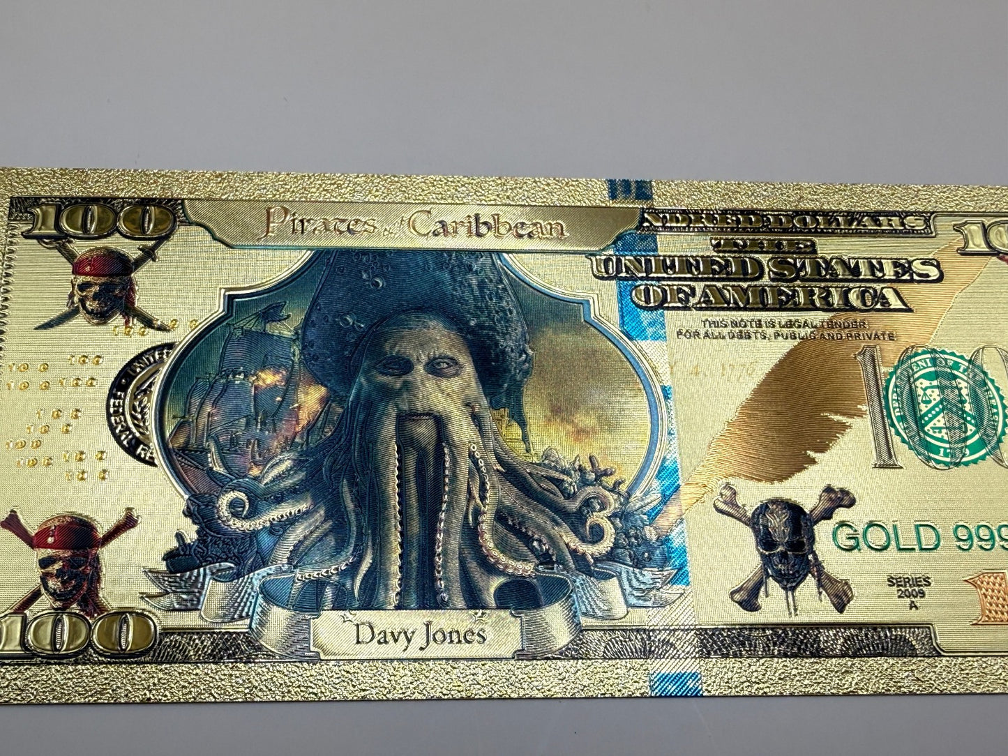 Pirates of the Caribbean Gold Foil $100 Bill Non Currency Collectible