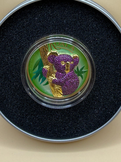2024 Australia Koala 1 oz .9999 Silver Coin Purple Colorized Perth Mint