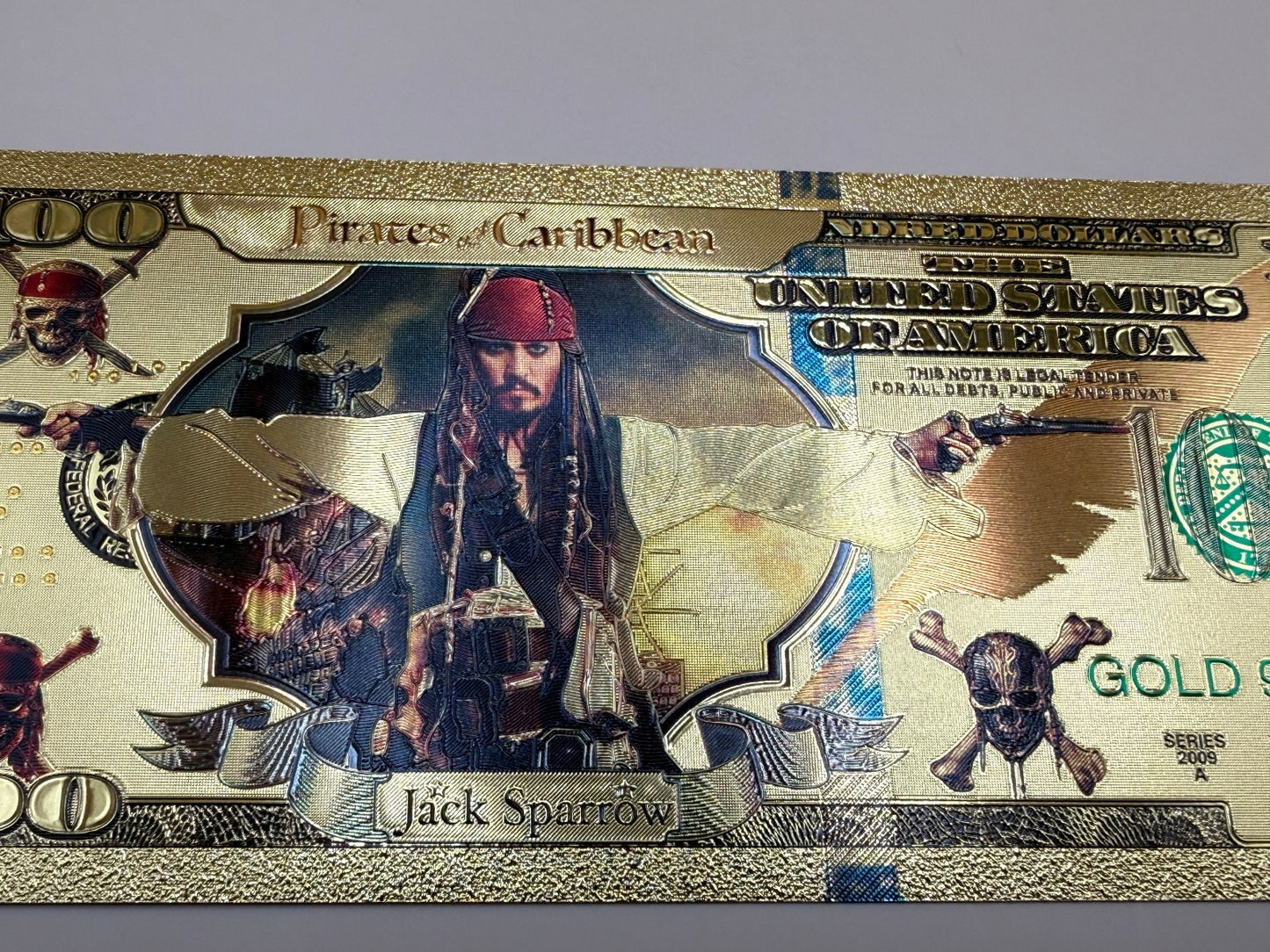 Pirates of the Caribbean Gold Foil $100 Bill Non Currency Collectible