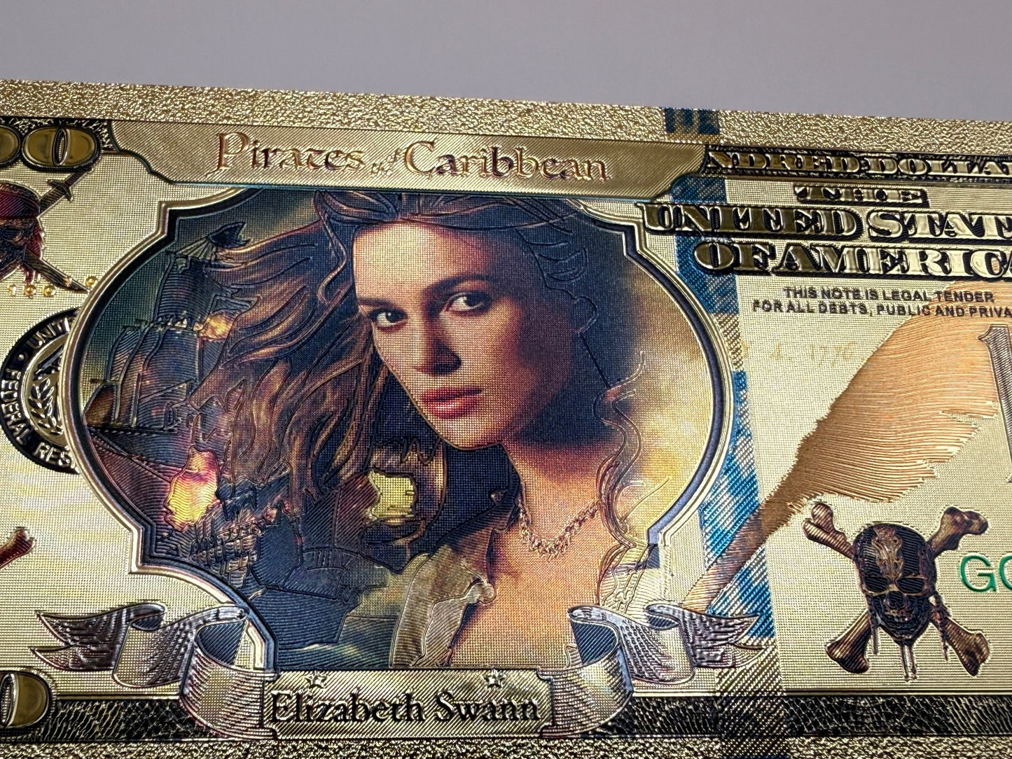 Pirates of the Caribbean Gold Foil $100 Bill Non Currency Collectible