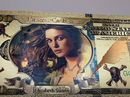 Pirates of the Caribbean Gold Foil $100 Bill Non Currency Collectible