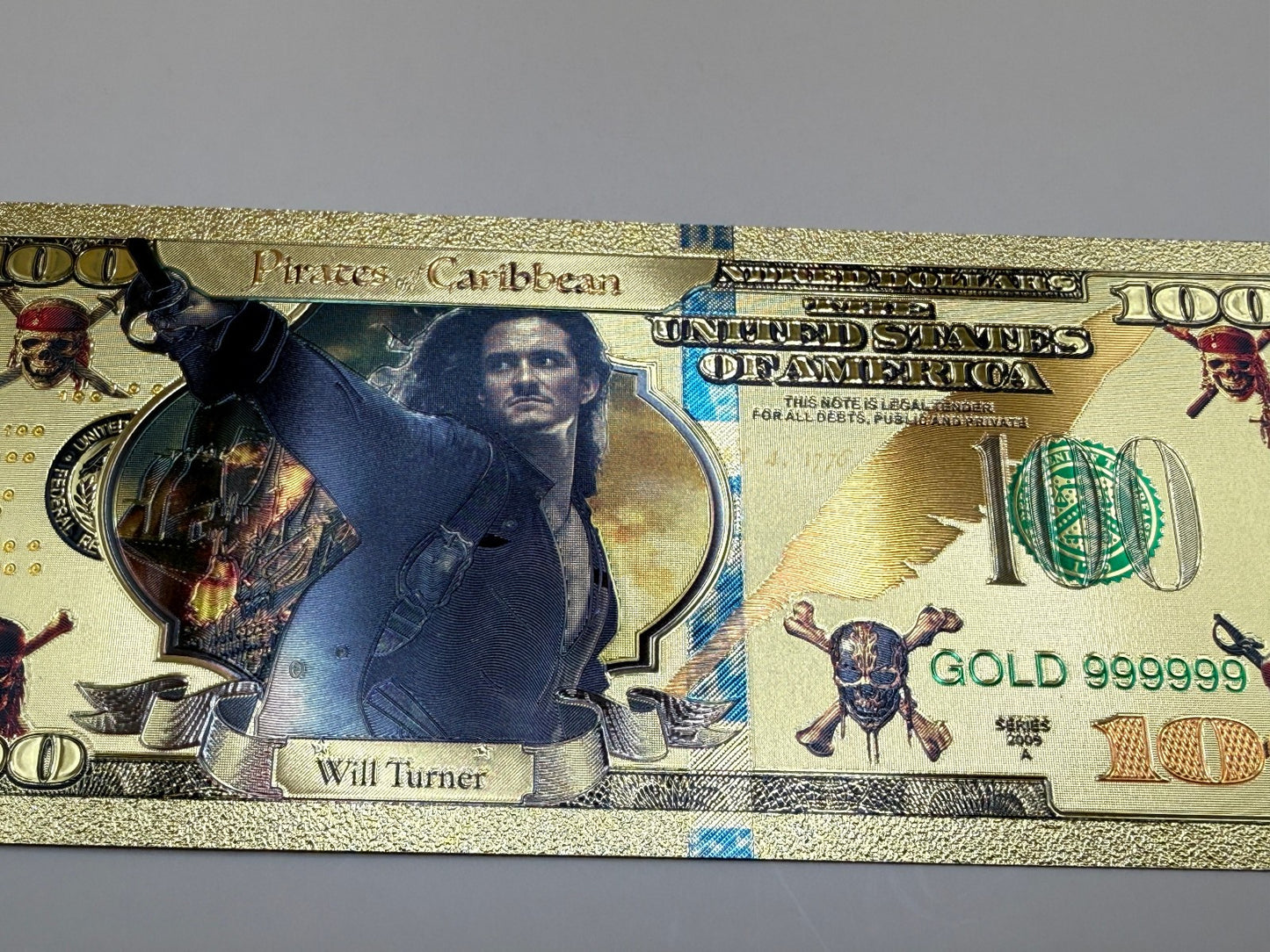 Pirates of the Caribbean Gold Foil $100 Bill Non Currency Collectible