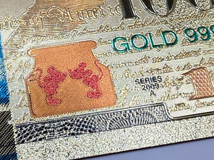 Disney Mickey Minnie 24K Gold Foil $100 Bills 8pc Set Not Legal Tender