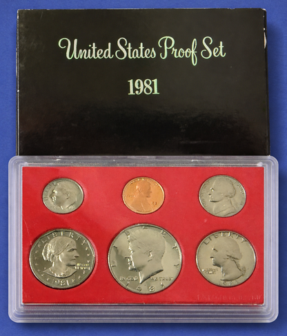 1981 US Proof Set Complete Original Mint Packaging OGP 6 Coin Set