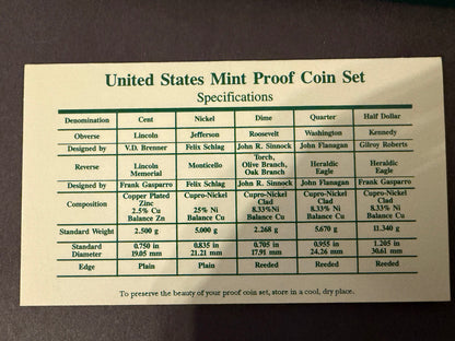 1994 US Mint Proof Set San Francisco S Mint Original Packaging