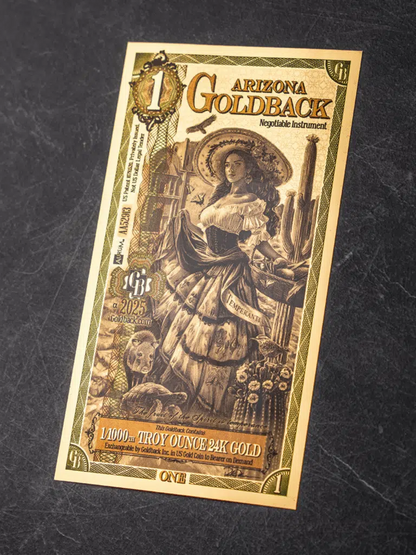 2025 Arizona Goldback 2-Pack 1 & 1/2 Goldback 24K Gold Notes