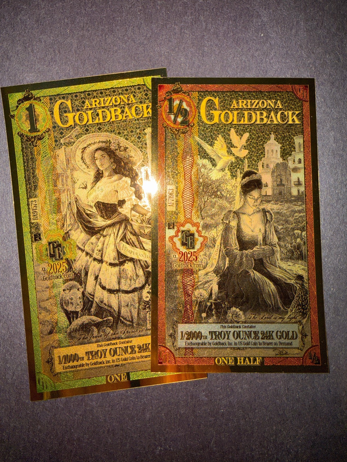 2025 Arizona Goldback 2-Pack 1 & 1/2 Goldback 24K Gold Notes