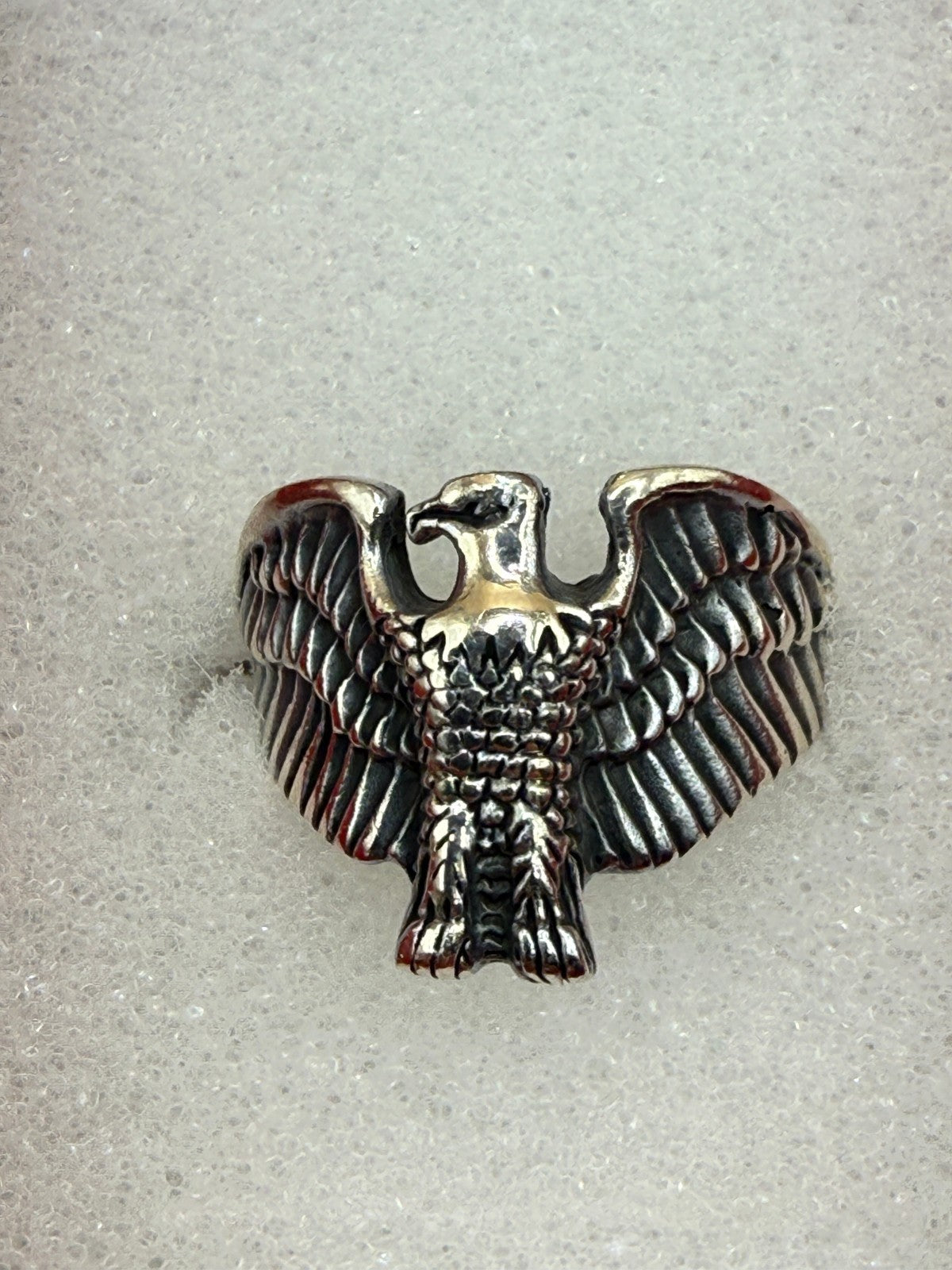 Sterling Silver 925 Bald Eagle Ring Size 9 Spread Wing Men's Statement Ring