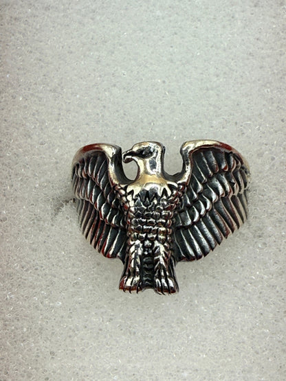 Sterling Silver 925 Bald Eagle Ring Size 9 Spread Wing Men's Statement Ring