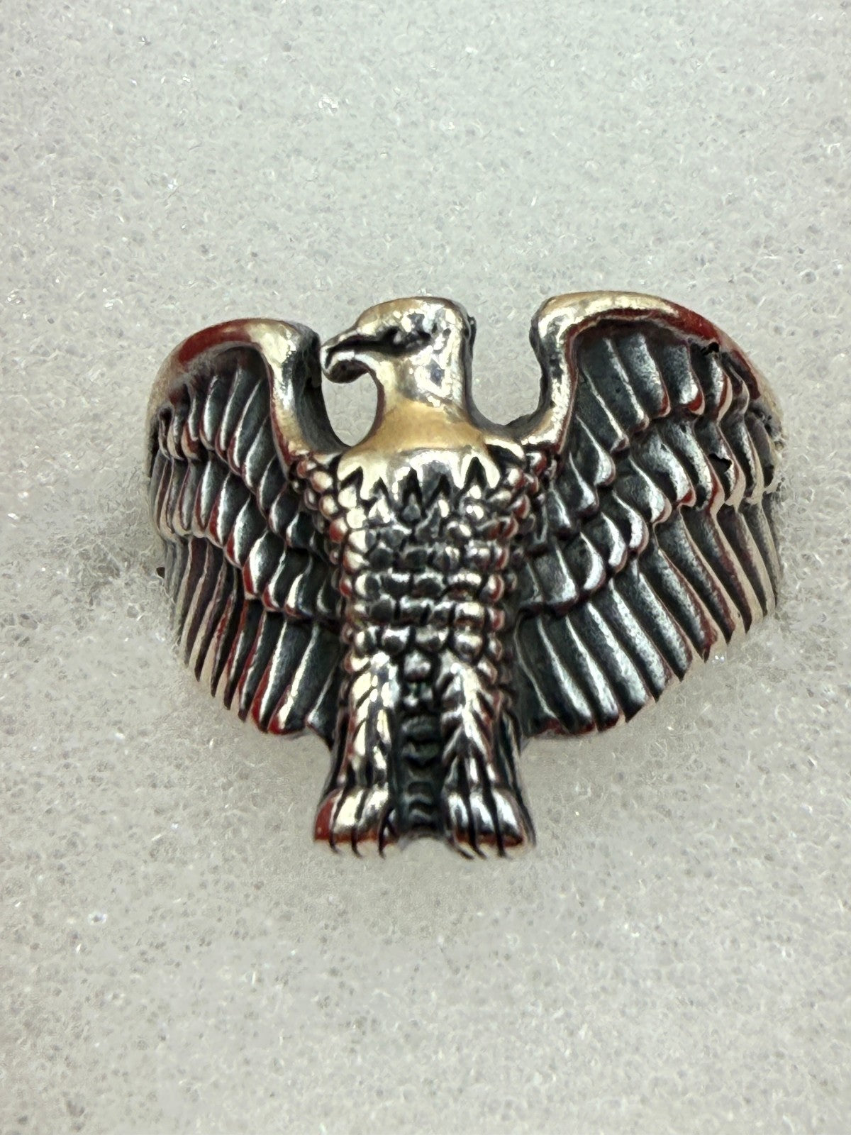 Sterling Silver 925 Bald Eagle Ring Size 9 Spread Wing Men's Statement Ring