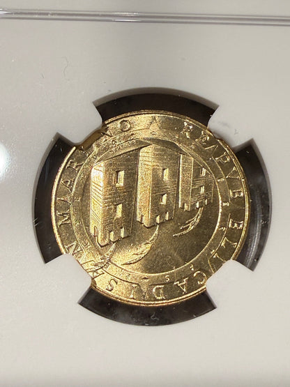 1992R San Marino 200 Lire Discovery of America NGC Genuine WWII Dates