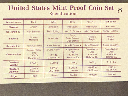 1988 S US Mint Proof Set San Francisco Original Government Packaging