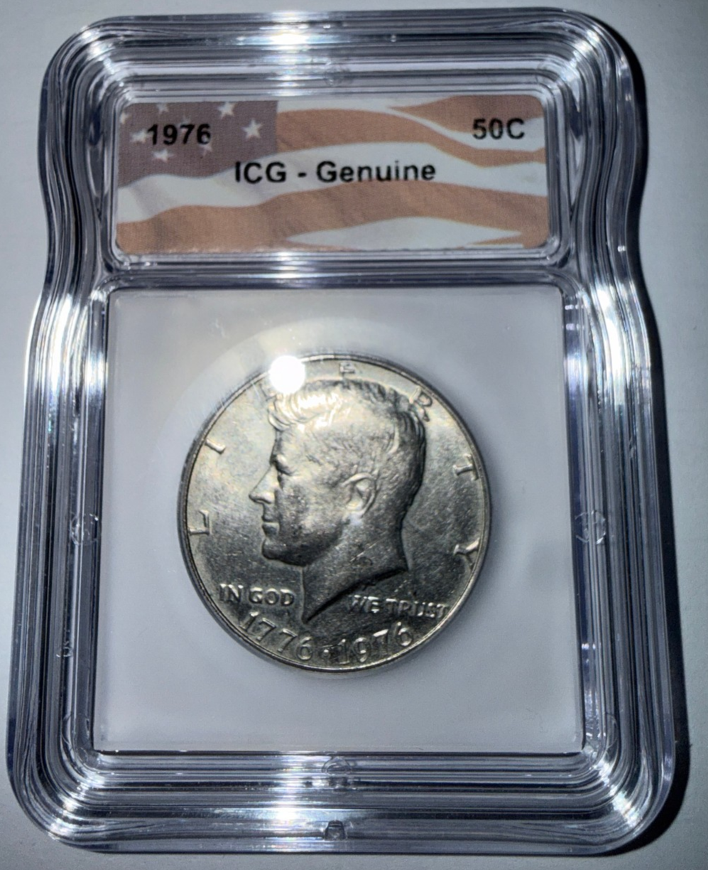 1976 Kennedy Half Dollar ICG Certified Bicentennial 50C Genuine Coin