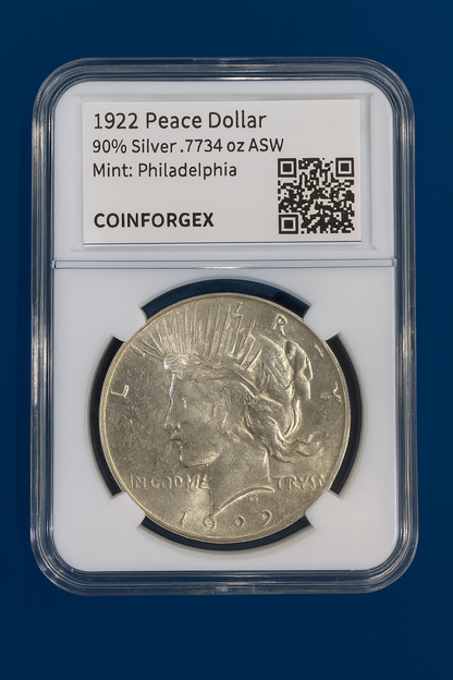 1922 Peace Silver Dollar .7734 ASW Philadelphia Mint $1 US Coin