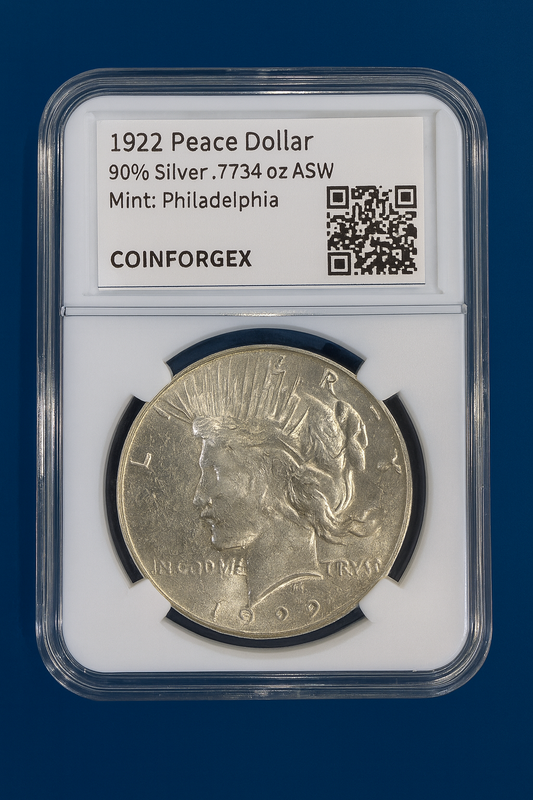 1922 Peace Silver Dollar .7734 ASW Philadelphia Mint $1 US Coin
